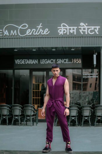 Maroon Sleeveless Wrap Jumpsuit with Tie Waist