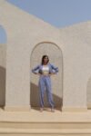 SkyBlue Satin Lounge Set (Cropped Blazer + Pants)