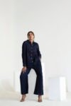 Navy Tailored Shirt with WideLeg Trousers