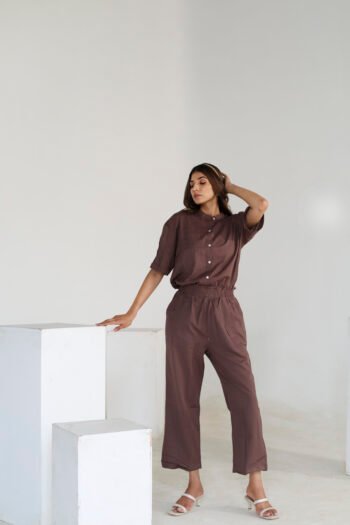 Charcoal Kimono Shirt & Trouser Set
